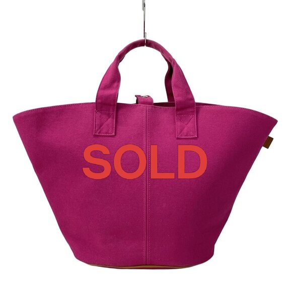HERMES Panier De Plage PM-Fuchsia (Pink) Canvas Leather None Tote Bag 615-050625 - Picture 1 of 14